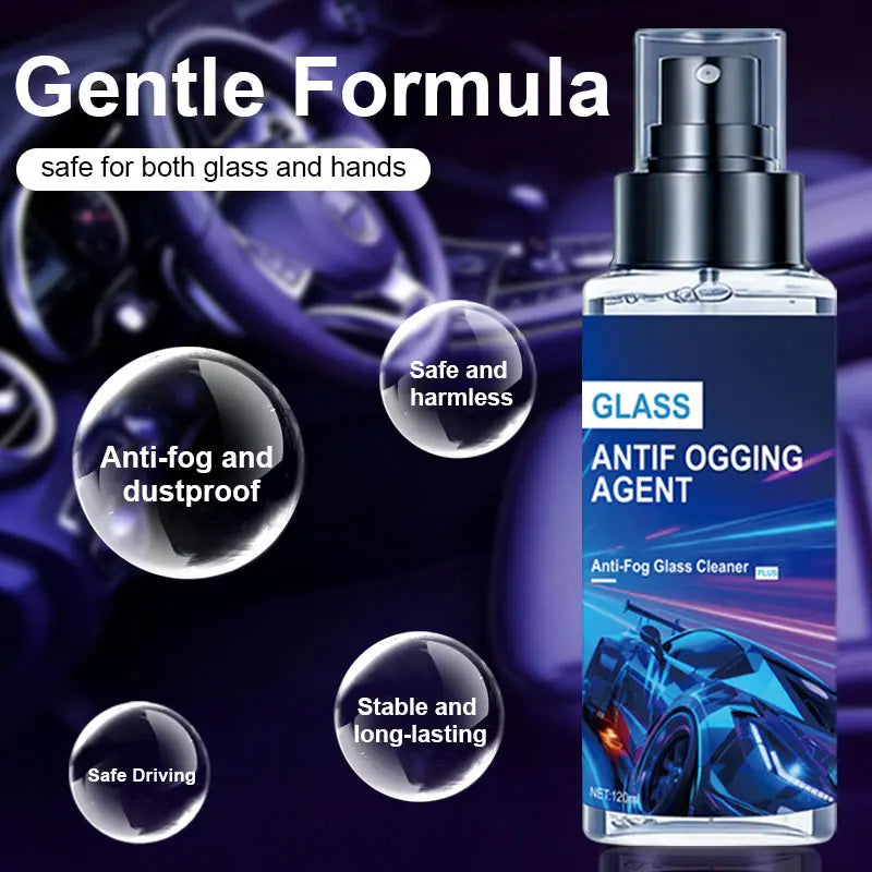 Windshield Cleaner & Anti-Fog Spray, 240Ml Long-Lasting Defogger Solution for Car Windows, Mirrors, and Glasses. Perfect for Winter Driving Safety & Rainy Days