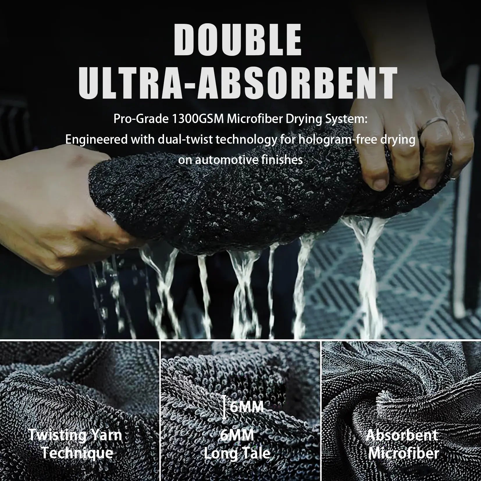 BLACKBRAID 1300GSM Twisted-Loop Car Drying Towel Set - Ultra-Absorbent Microfiber, Scratch-Free, Quick-Dry, Machine Washable, 2-Piece Professional Drying System