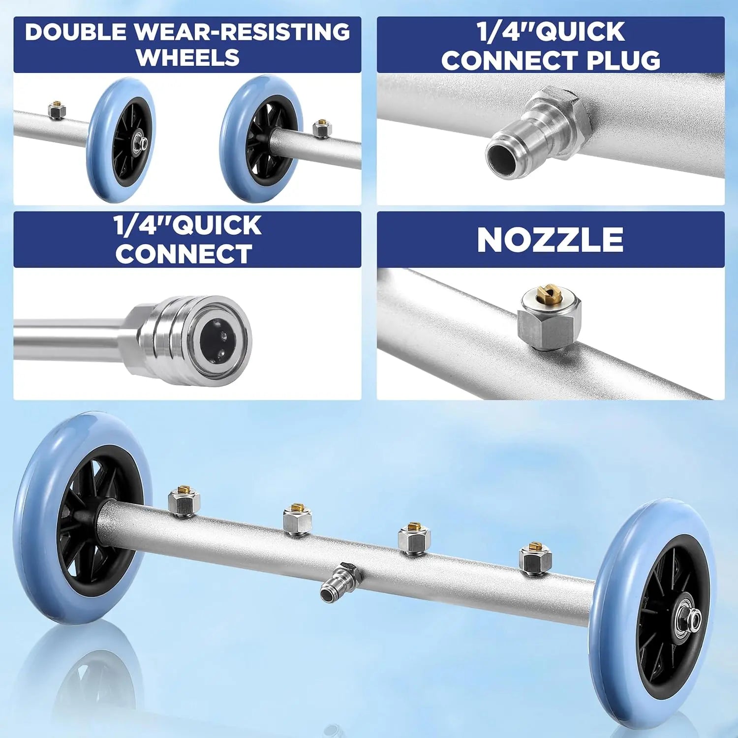 RIDGE WASHER Pressure Washer Undercarriage Cleaner, 16 Inch Undercarriage Washer with Foam Cannon, under Car Cleaner with Straight Extension Wand, 4000 PSI