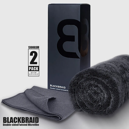 BLACKBRAID 1300GSM Twisted-Loop Car Drying Towel Set - Ultra-Absorbent Microfiber, Scratch-Free, Quick-Dry, Machine Washable, 2-Piece Professional Drying System