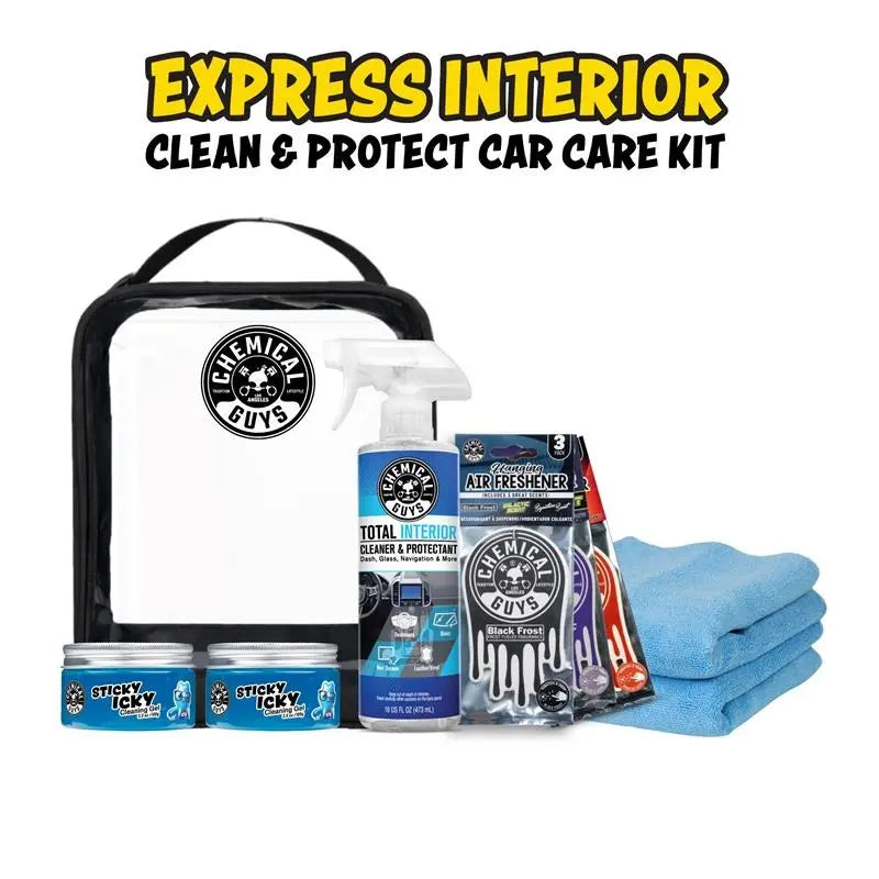Chemical Guys after the Automatic Car Wash Kits – Interior or Shine Touch up Bundle | Quick Detail, Tire Shine, Glass & Interior Cleaner | Trunk Organizer with Microfiber Towels & Storage Bag for On-The-Go Detailing Anytime | Car Cleaning