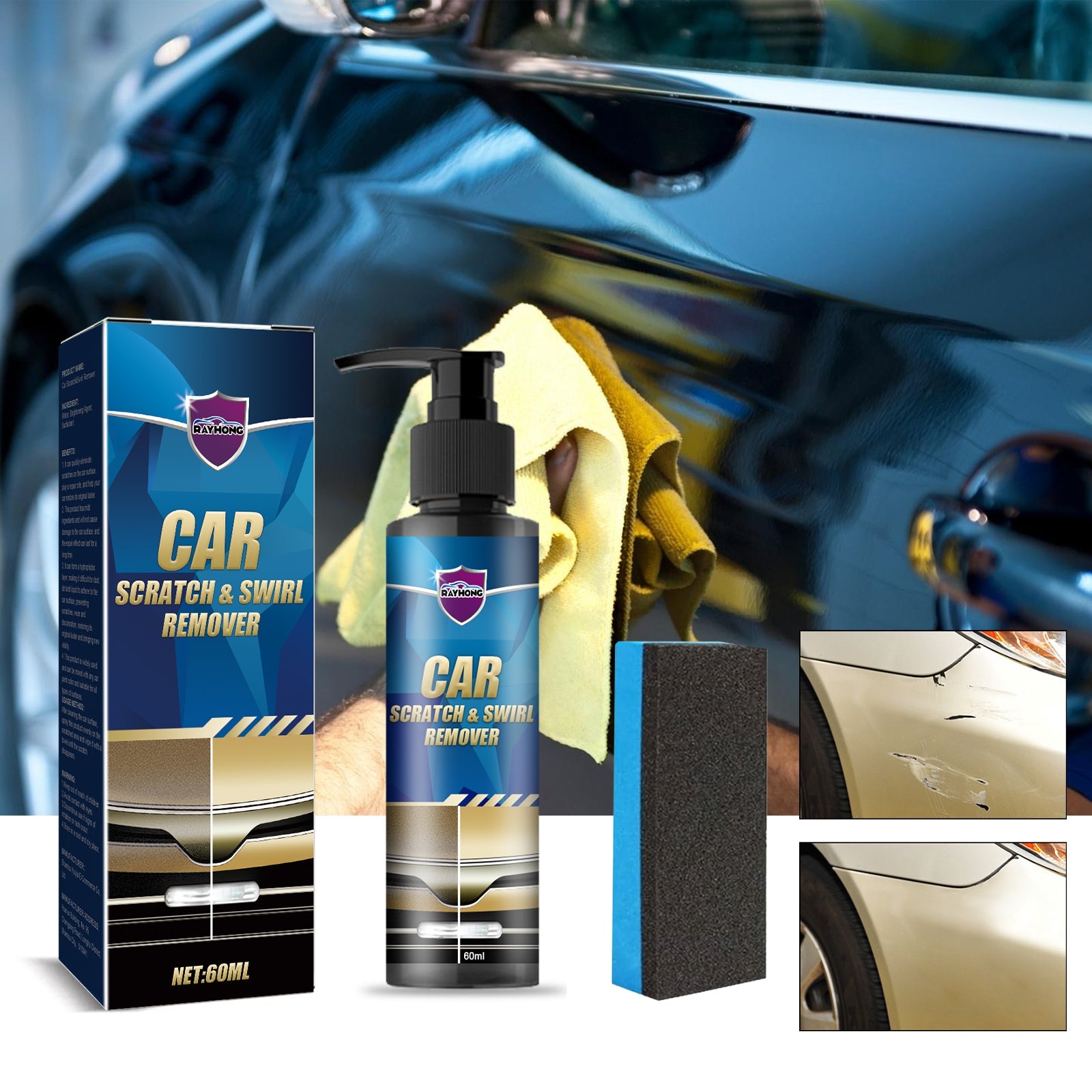 Car Scratch & Swirl Remover, Car Polishing Scratch Repair Paint Curing Renovation Touch-Up Detailer
