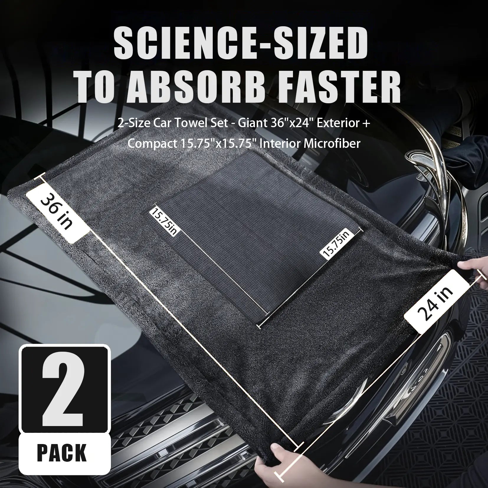 BLACKBRAID 1300GSM Twisted-Loop Car Drying Towel Set - Ultra-Absorbent Microfiber, Scratch-Free, Quick-Dry, Machine Washable, 2-Piece Professional Drying System