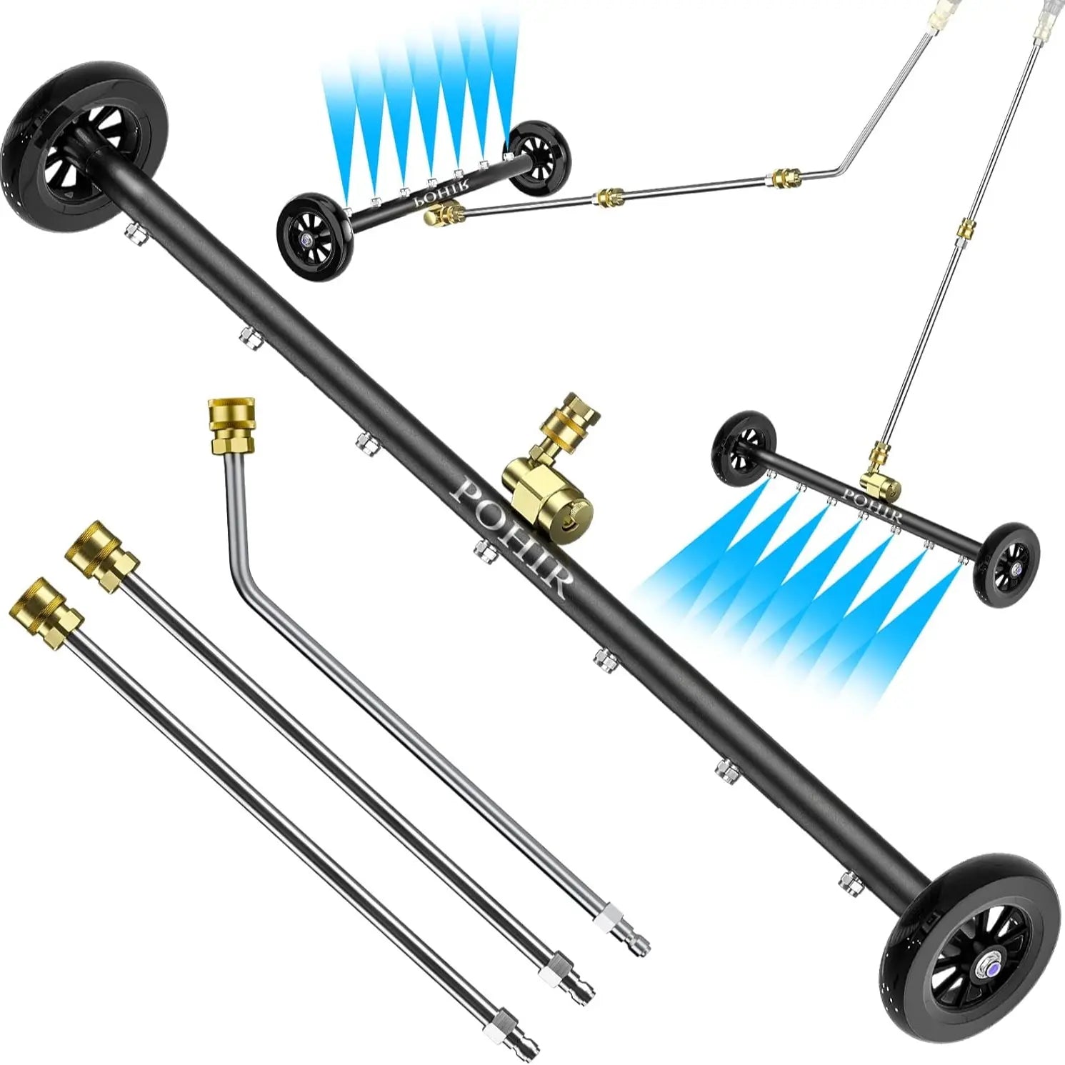 Pressure Washer Undercarriage Cleaner,24 Inch Undercarriage Washer,Hydraulic Powered under Car Cleaner with 3 Straight Extension Wands,4000Psi